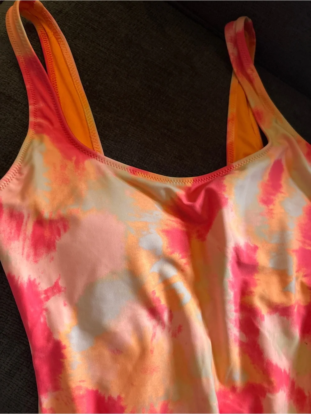 aerie Orange and Pink Tie-Dye One-Piece Swimsuit